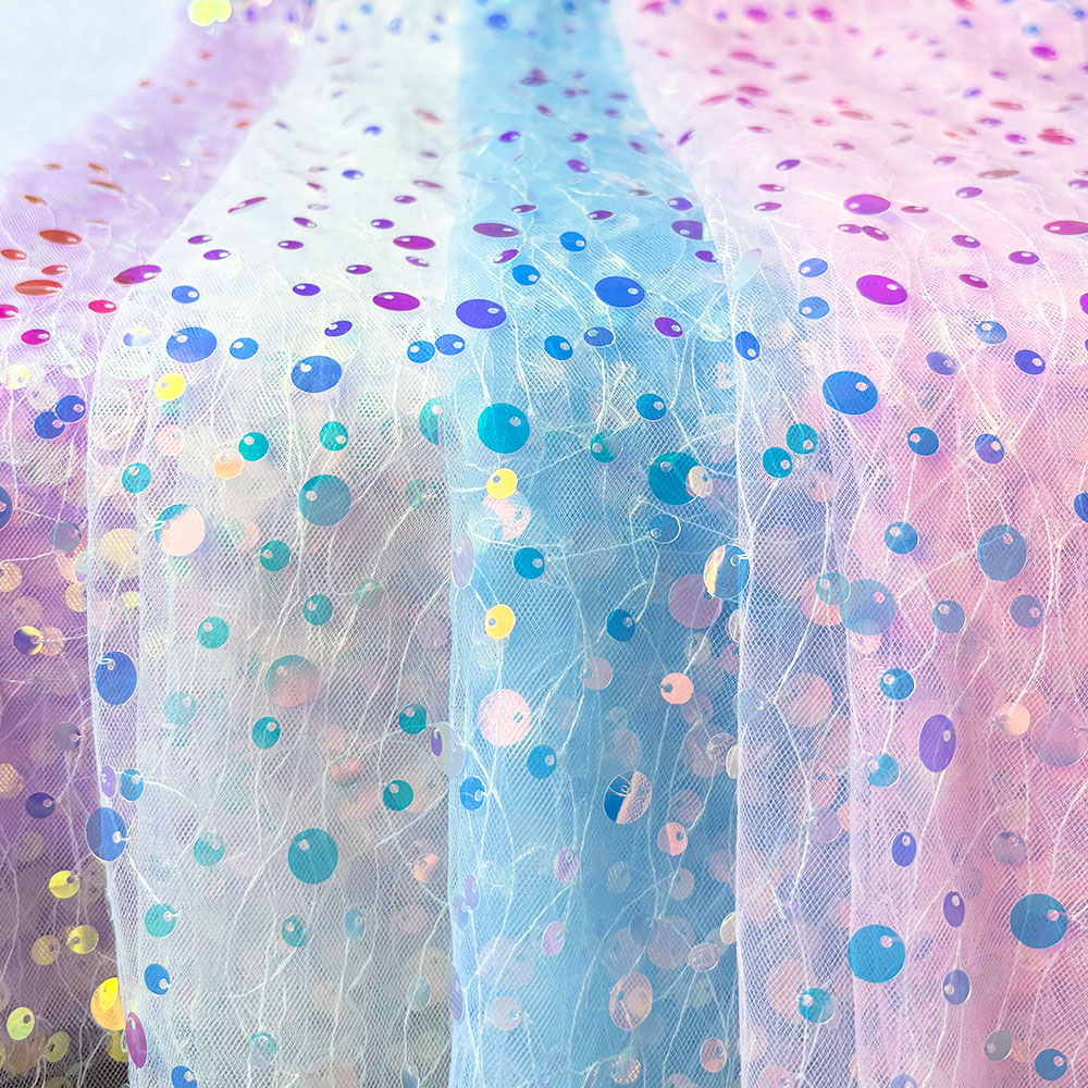 Crystal Mesh Fabric - Блестящая многоцветная сетчатая ткань с блестками