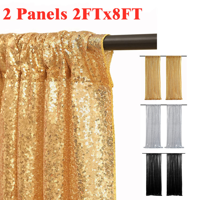Sequin Fabric Panel - Золотые/серебристые фоновые шторы с блестками, 2