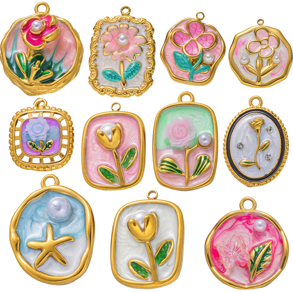 Embellishment Crafts - 2 шт., золотые эмалированные подвески в