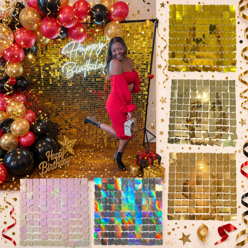 Sequin Fabric Panel - Квадратные блестящие настенные панели 6-24-30 шт.