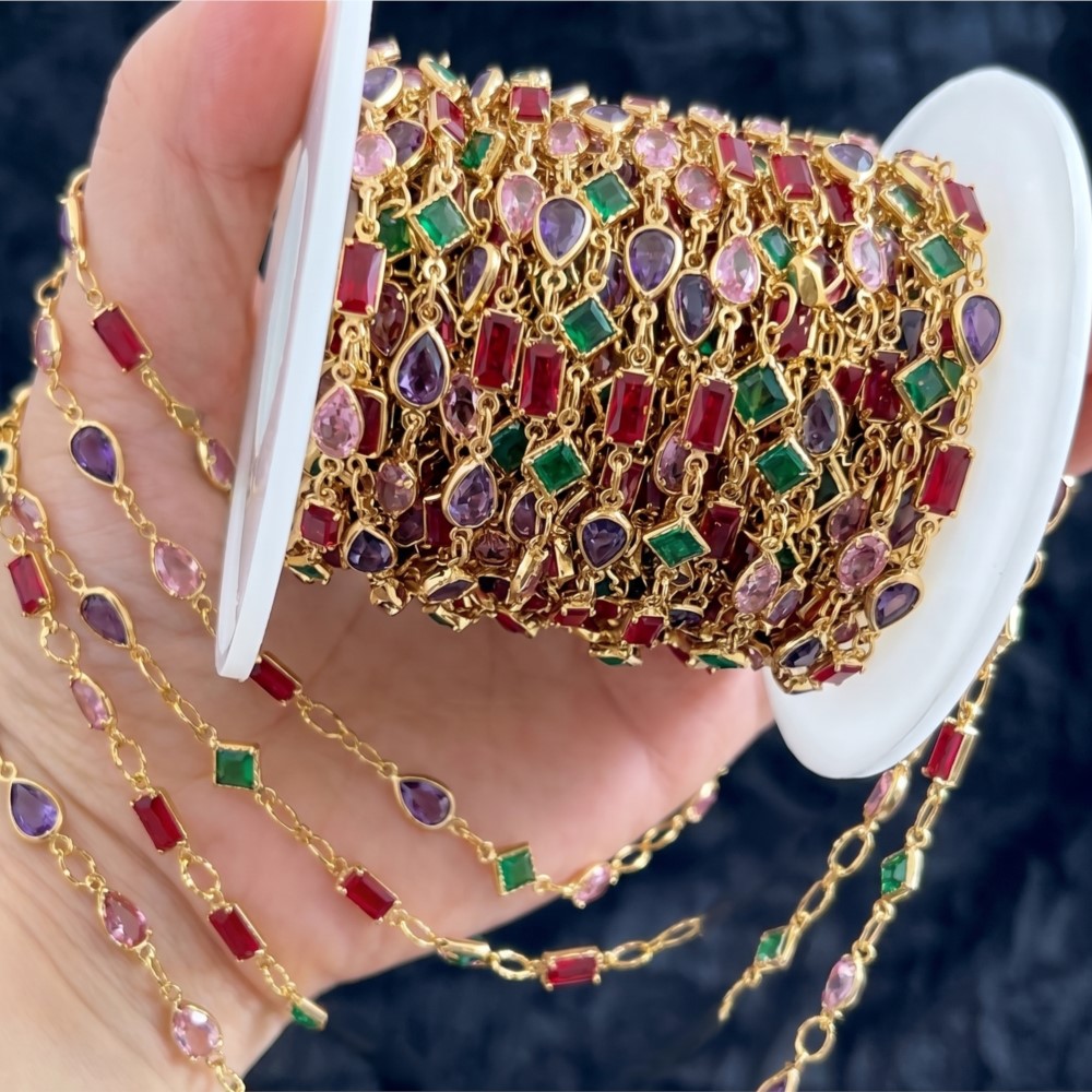 Pearl Trim Chain - 1 метр разноцветных прямоугольных цепочек с