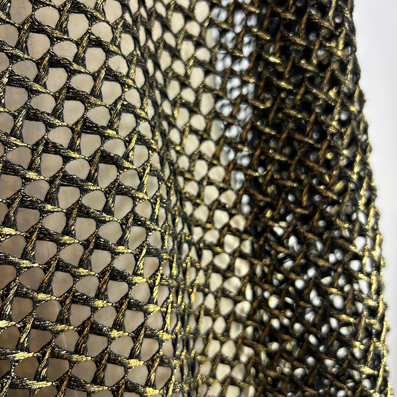 Crystal Mesh Fabric - Металлическая переплетенная сетчатая трикотажная ткань, блестящая