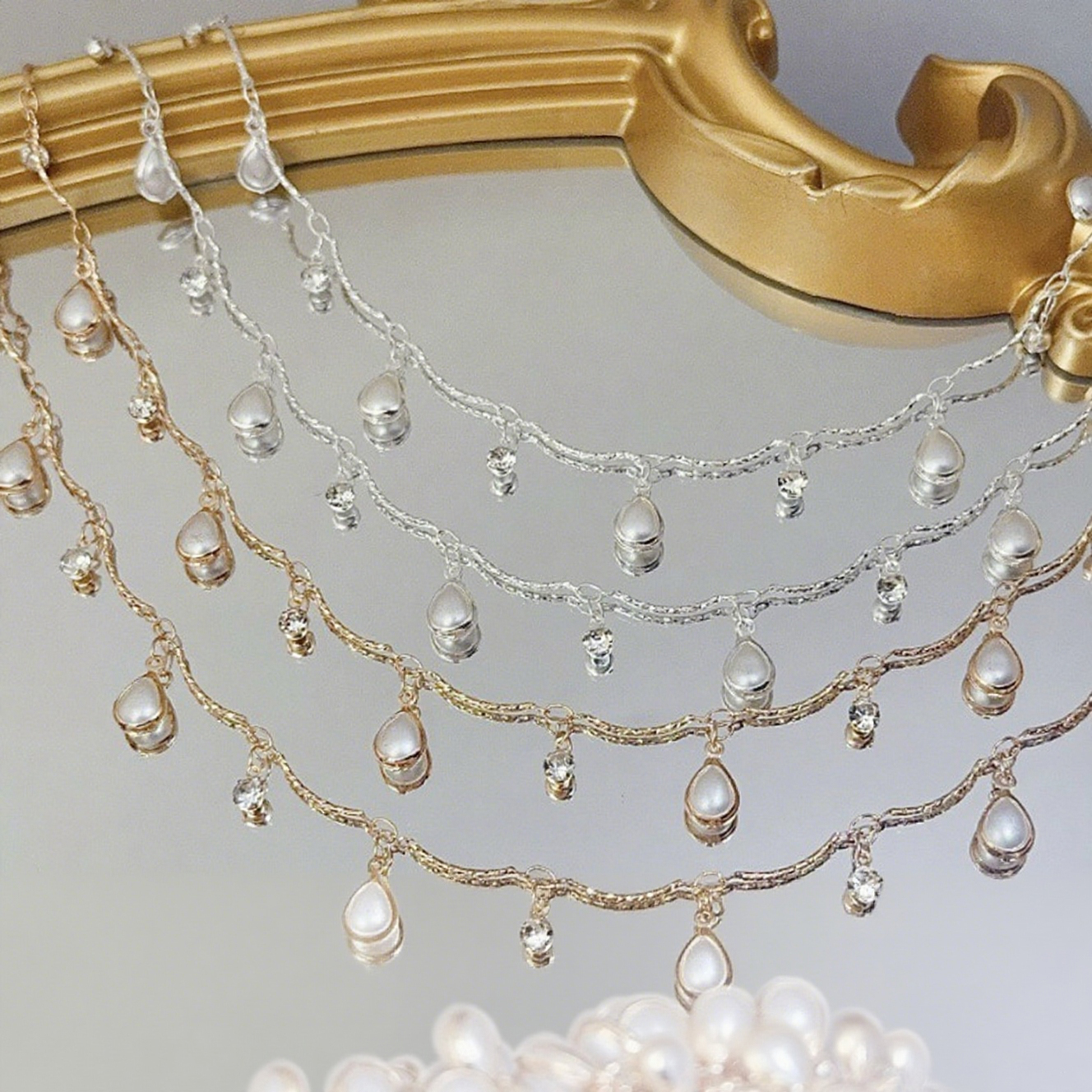Pearl Trim Chain - 0,5/1/2 м изысканный изогнутый кулон-палочка с