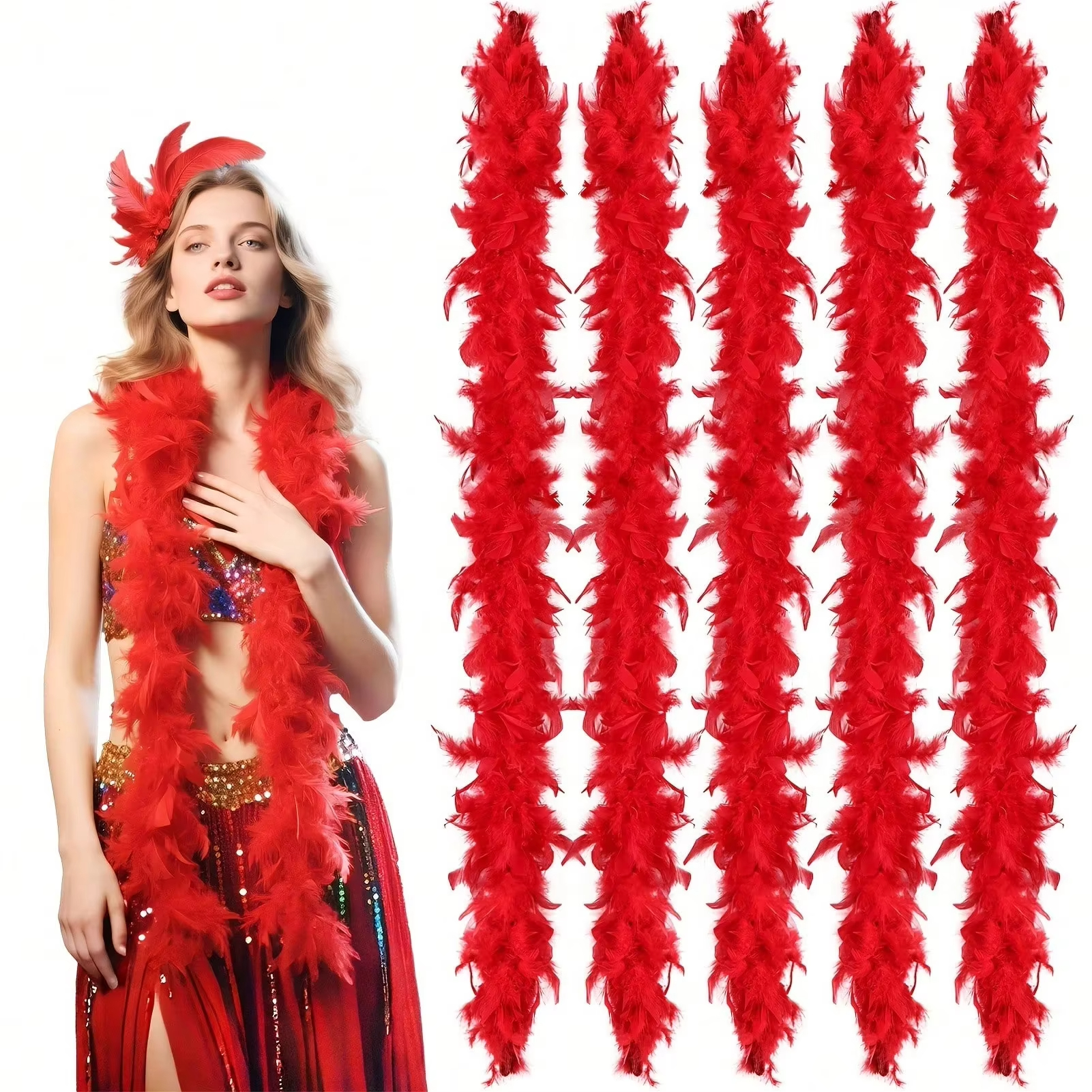 Feather Trim Marabou - Красные перья марабу, пушистая отделка удара,