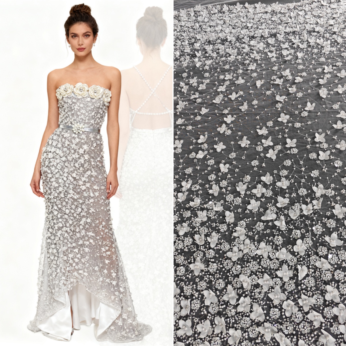 Crystal Mesh Fabric - Новая кристально-белая трубка из бисера с