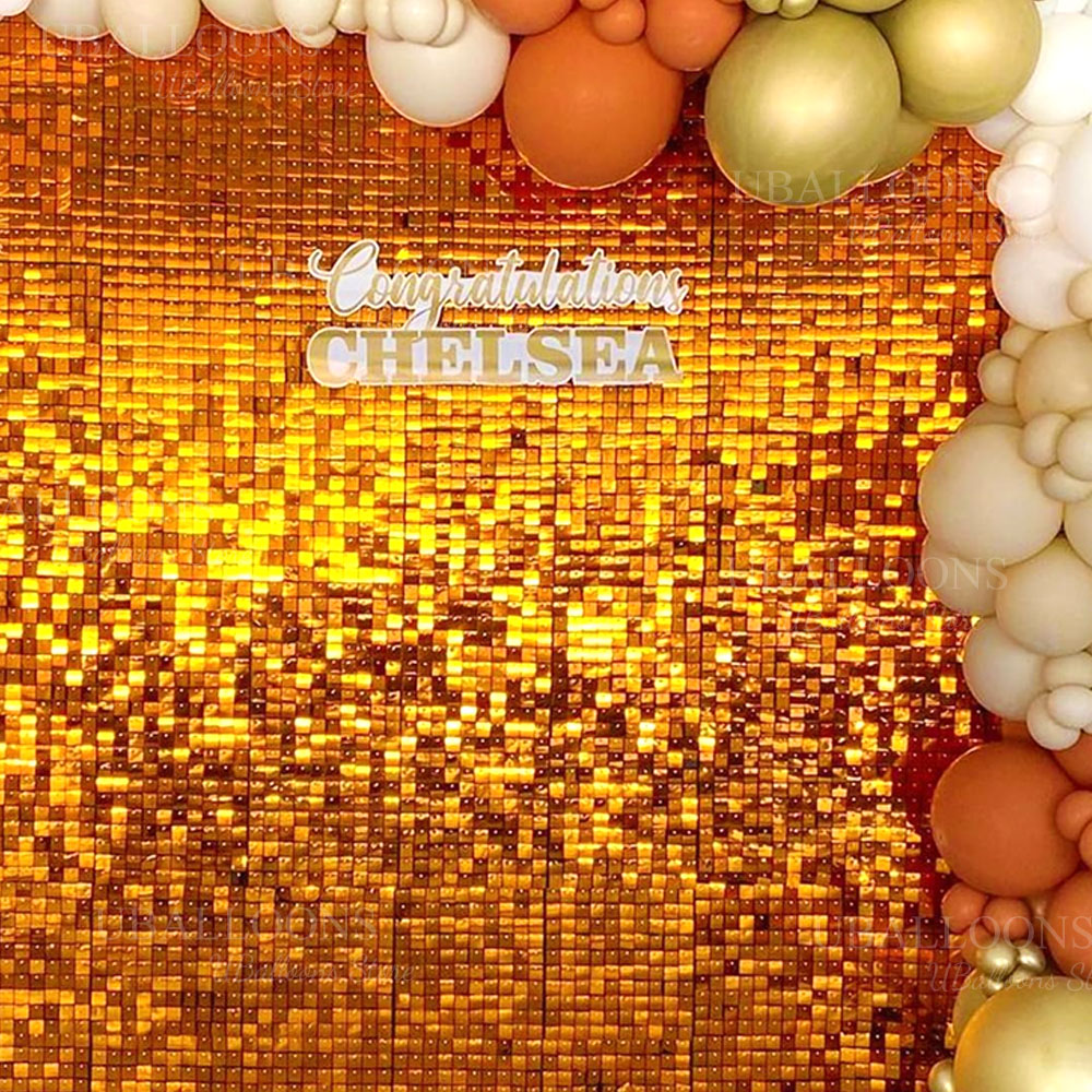 Sequin Fabric Panel - Ярко-оранжевые мерцающие настенные панели 12/18/24 шт.