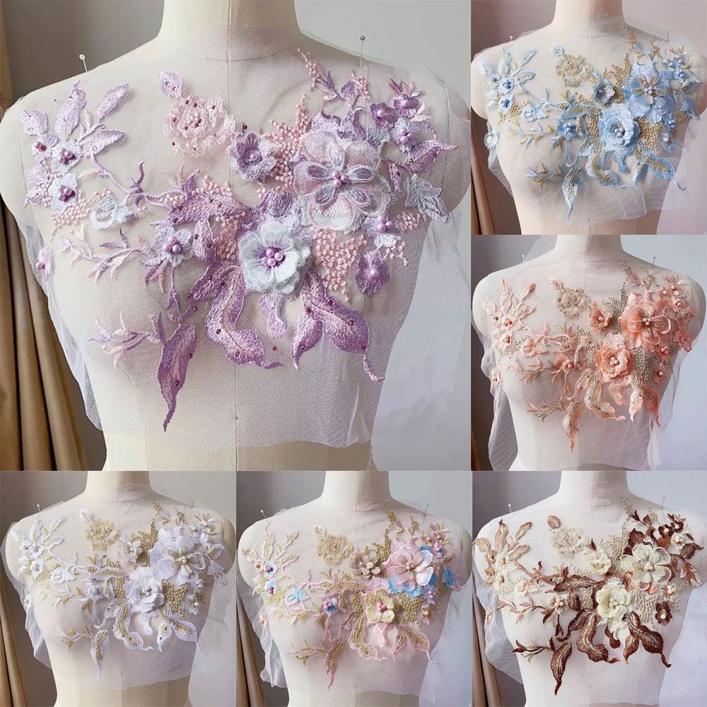 Applique Patch Flower - 3D цветы, расшитые бисером кружевные ткани,