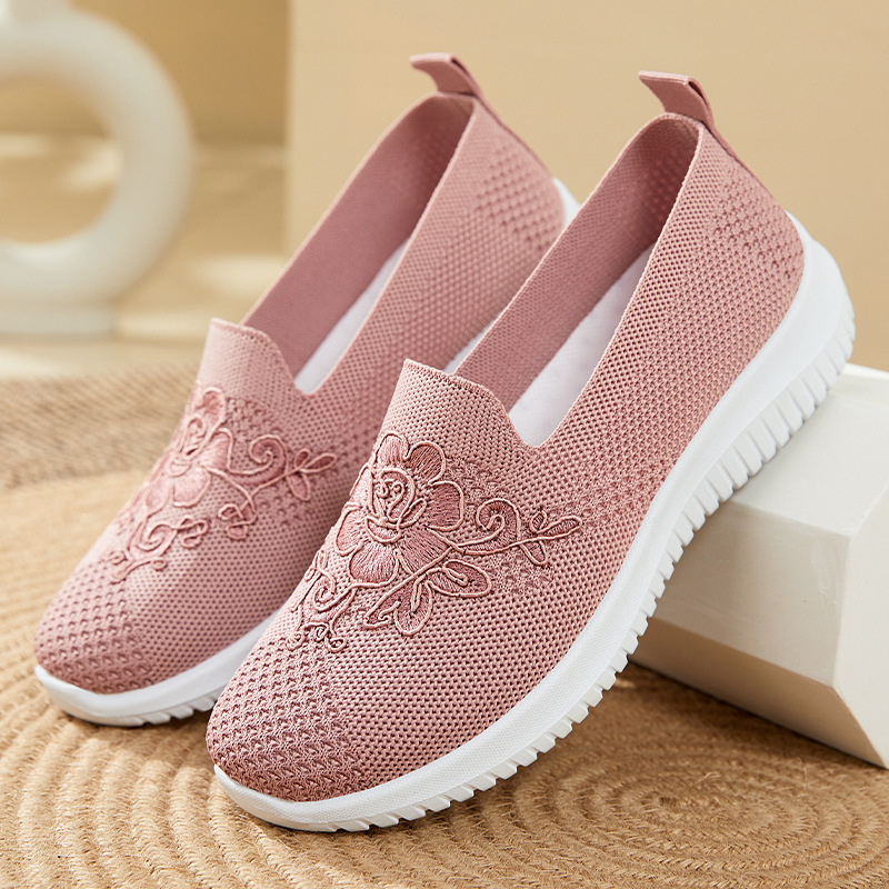 Embroidery Embellishments - Трикотажные сетчатые туфли без шнуровки с