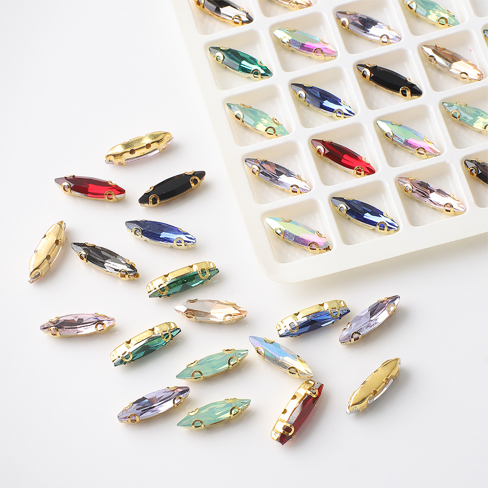 Sew On Rhinestone - 20 шт., 4x1, 5 мм, искусственное