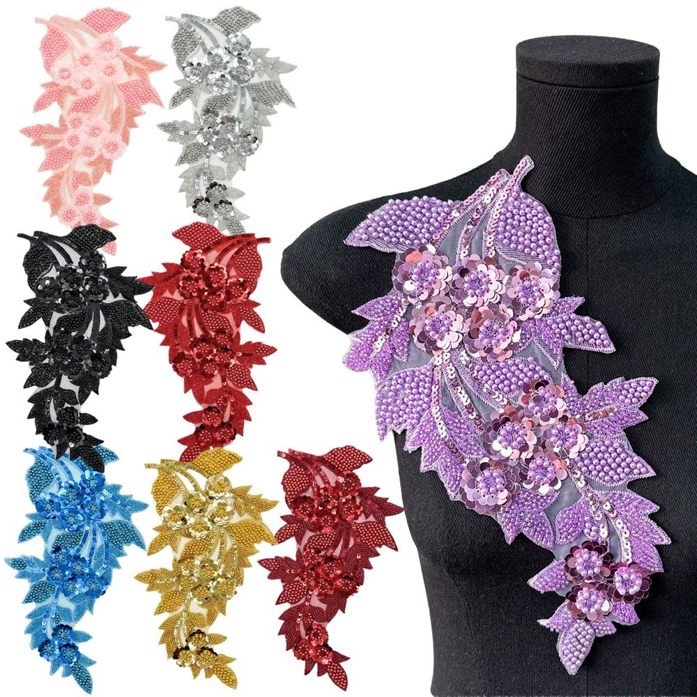 Applique Patch Flower - Модные 3D-аппликации с пайетками в виде