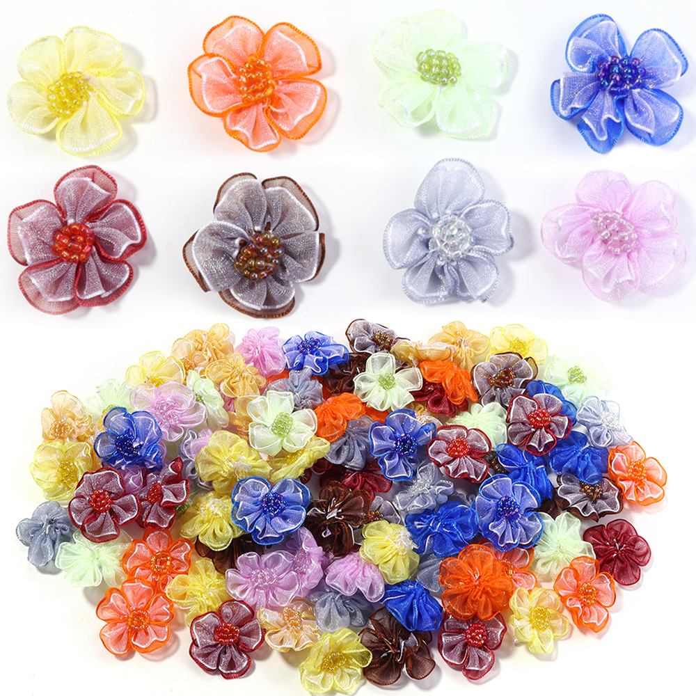 Applique Patch Flower - 10 шт./лот, сетчатая цветочная аппликация для