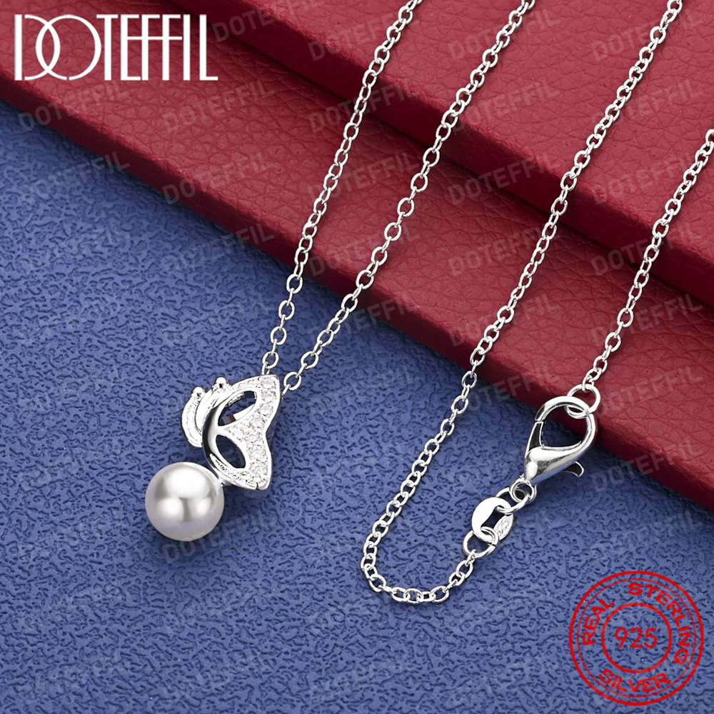 Pearl Trim Chain - Изысканное ожерелье с подвеской из стерлингового