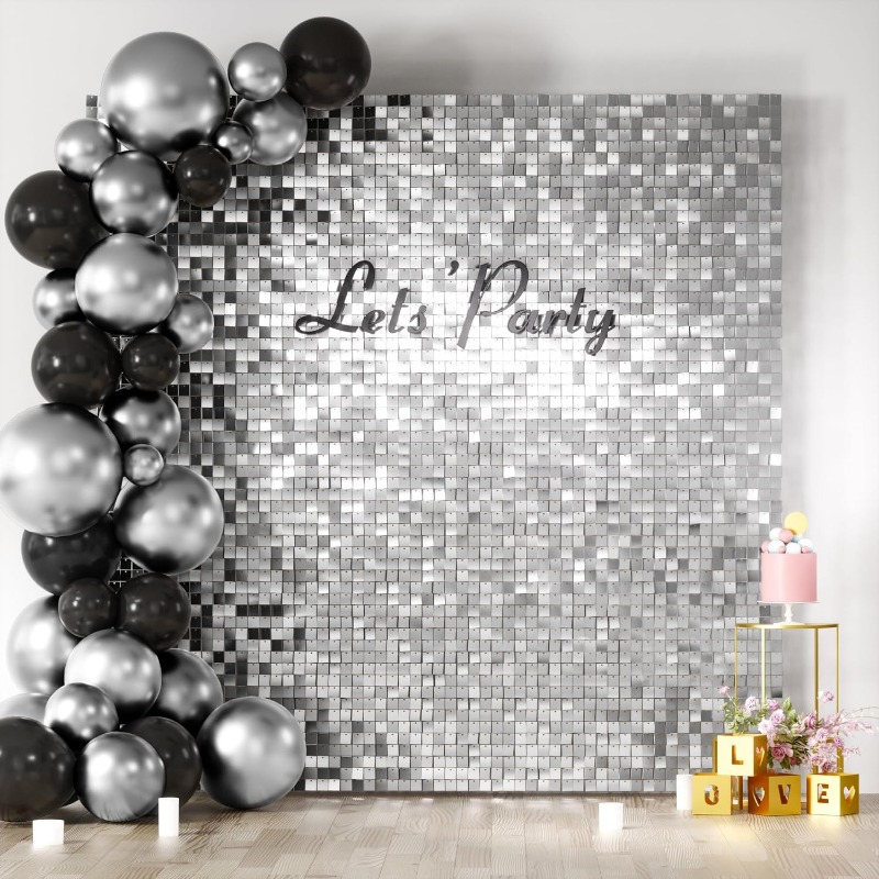 Sequin Fabric Panel - Набор из 12/16/18/24 матовых серебристых квадратных