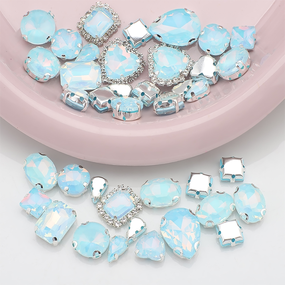 Sew On Rhinestone - 40 шт./упаковка, разные формы, опаловое стекло