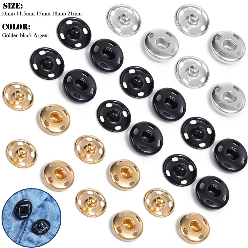 Iron On Stud Set - 10/50 комплектов, 8-10 мм, металлические пришивные