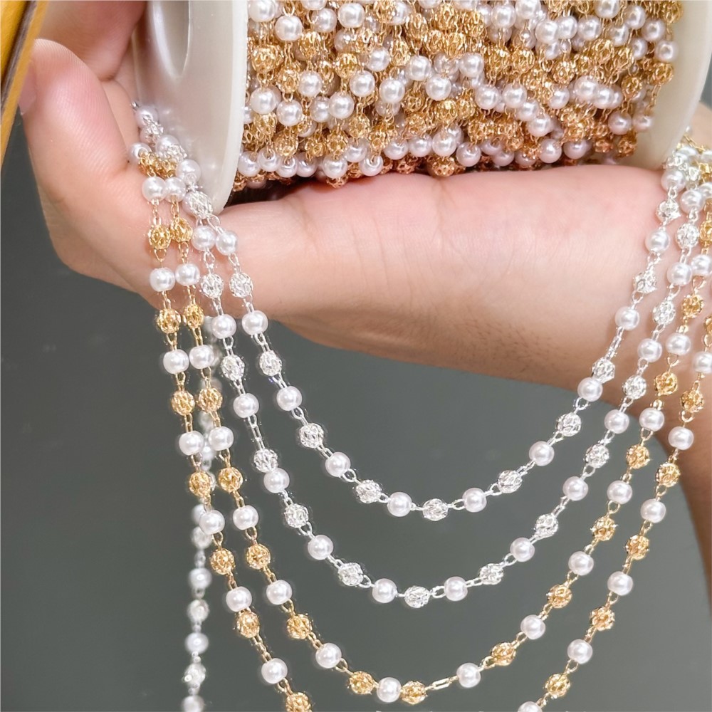 Pearl Trim Chain - Цепочка из латуни с имитацией жемчуга