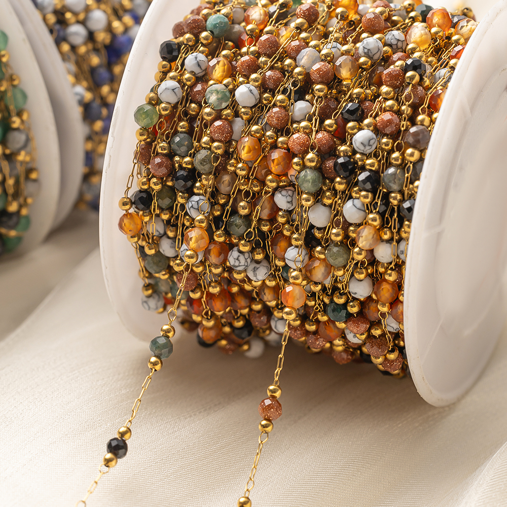 Pearl Trim Chain - 1 метр элегантные микс круглые каменные