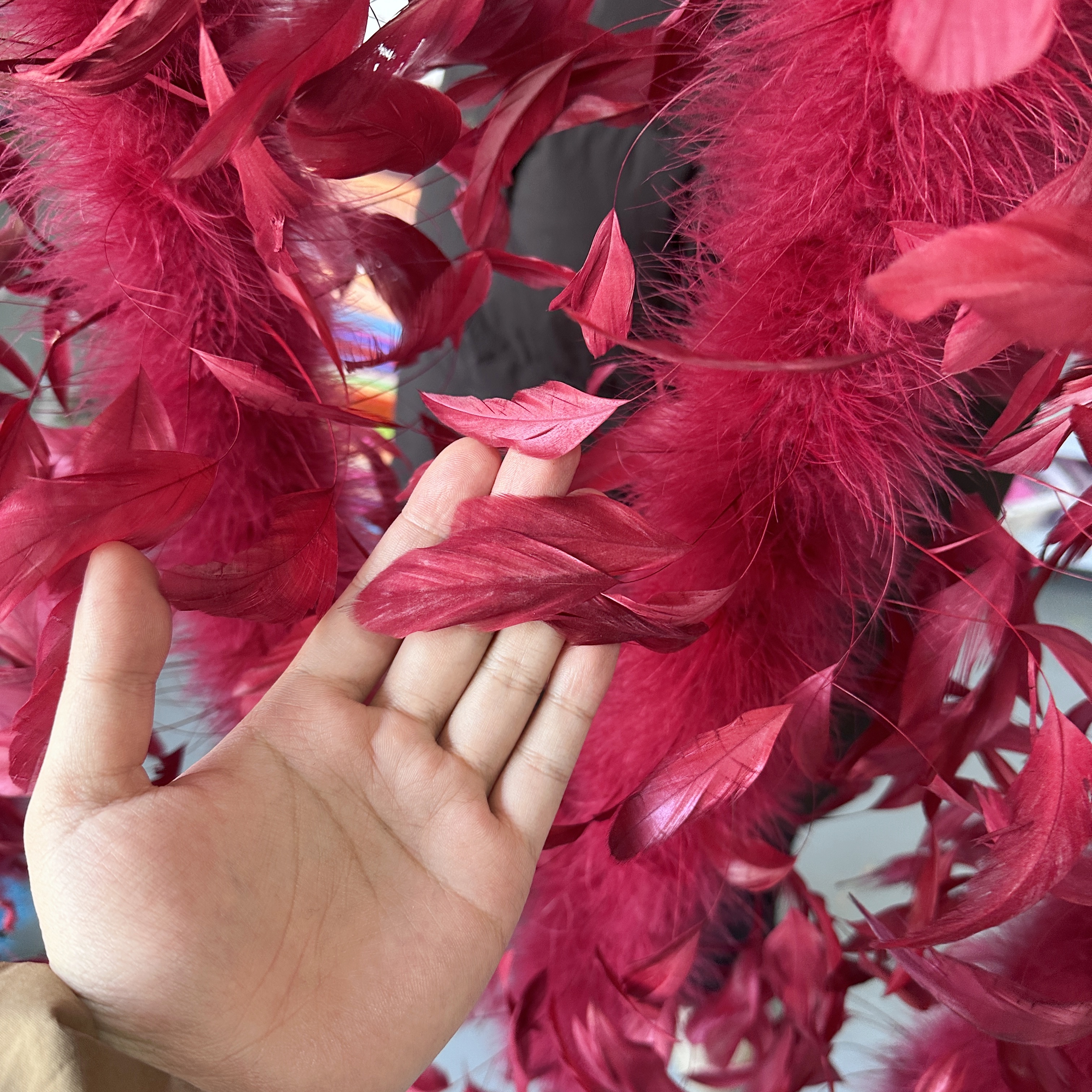 2-метровый бордовый шарф-шаль  – обзор и цена Feather Trim Marabou