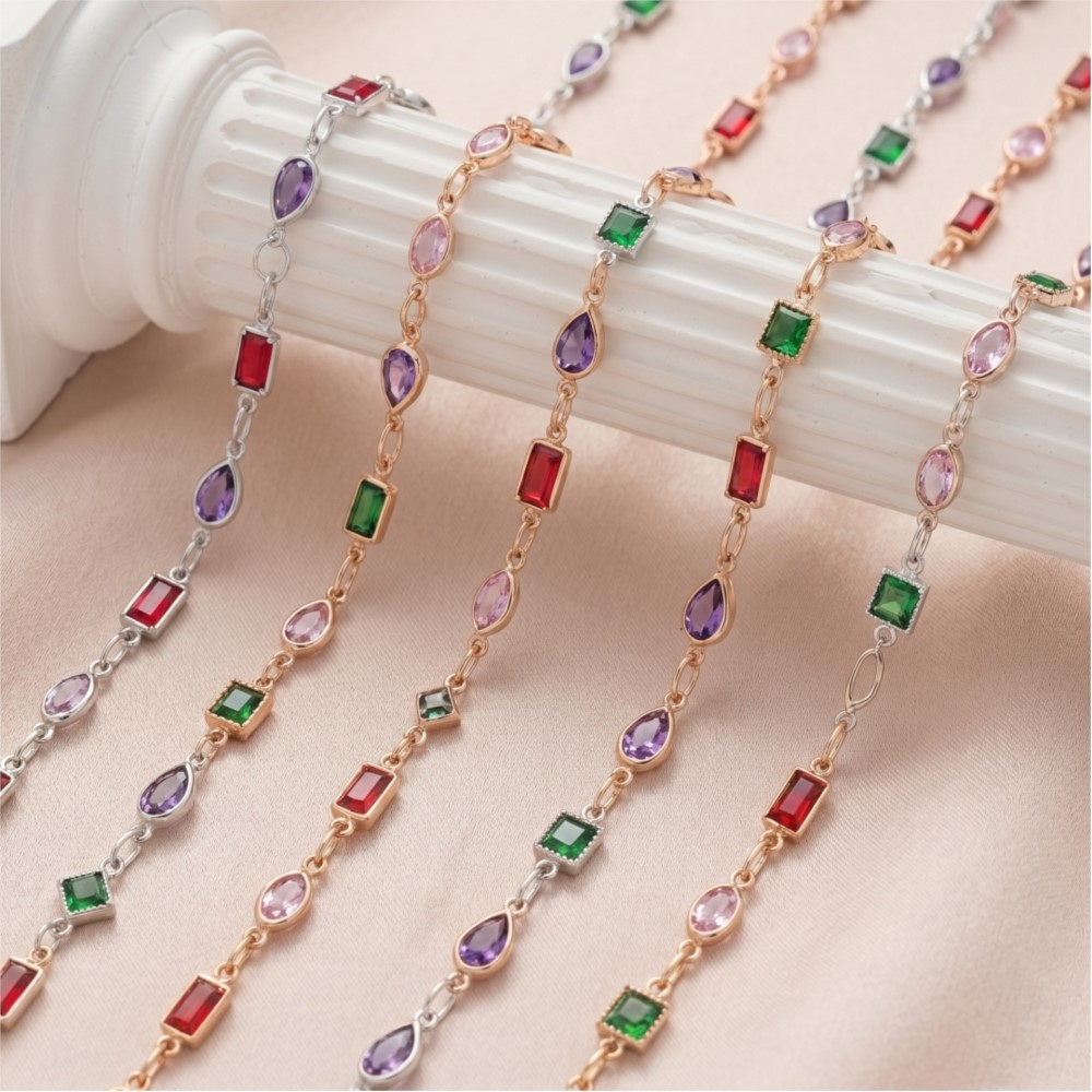 1 метр разноцветных прямоуголь – обзор и цена Pearl Trim Chain