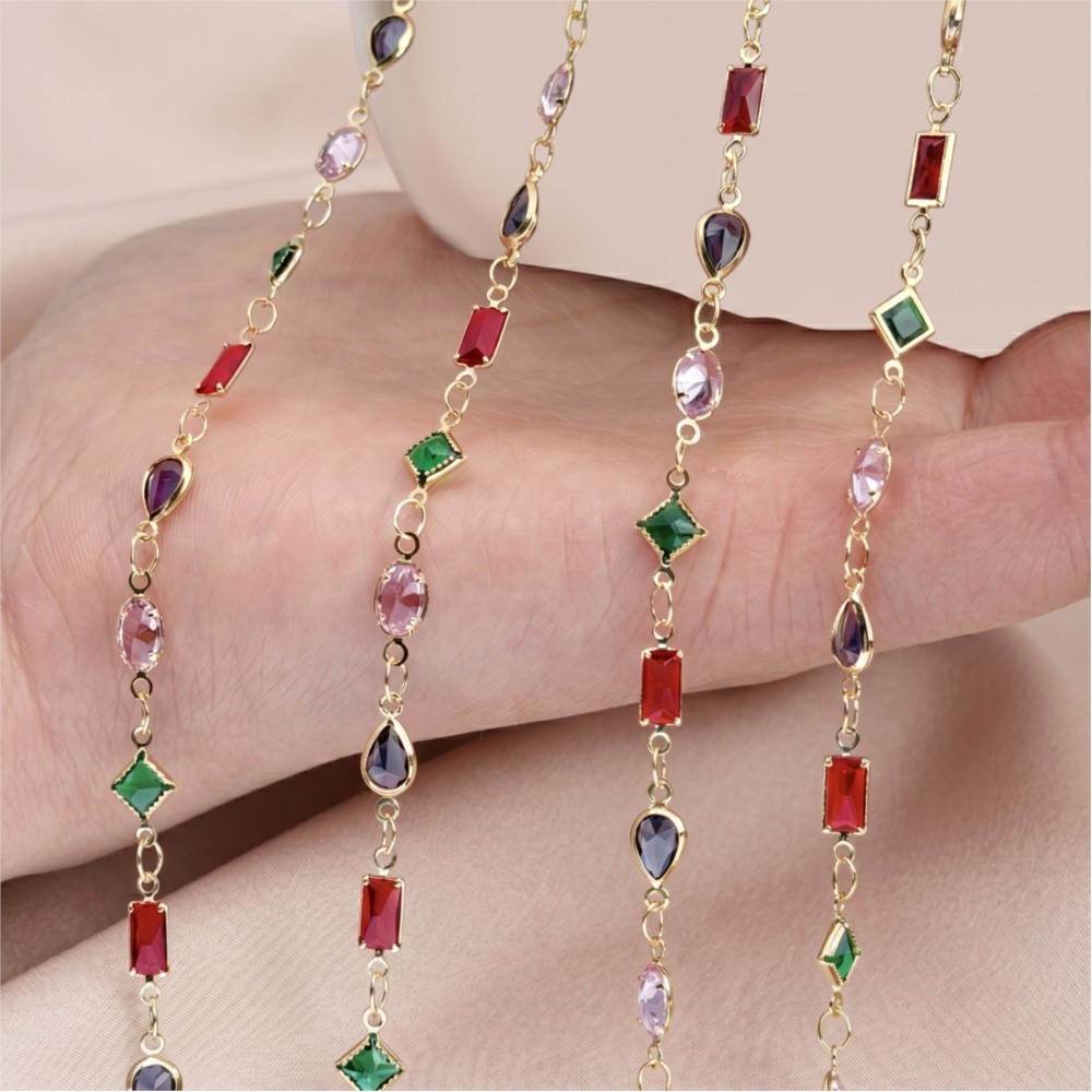 1 метр разноцветных прямоуголь – обзор и цена Pearl Trim Chain