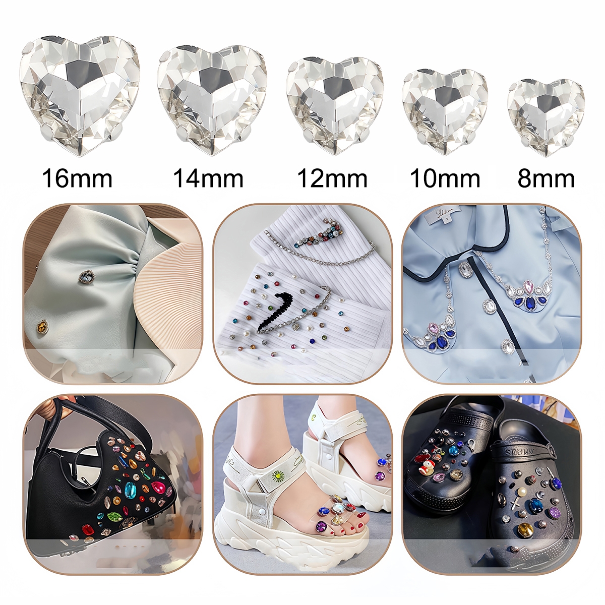 Стеклянные стразы в форме серд – обзор и цена Sew On Rhinestone