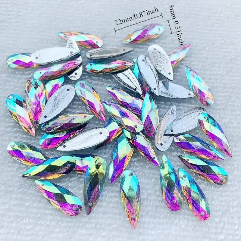 40 шт. 8*22 мм белые стразы AB – обзор и цена Sew On Rhinestone
