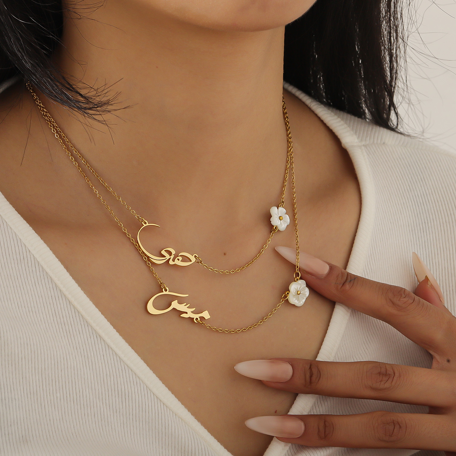 Ожерелье с арабским именем на  – обзор и цена Pearl Trim Chain