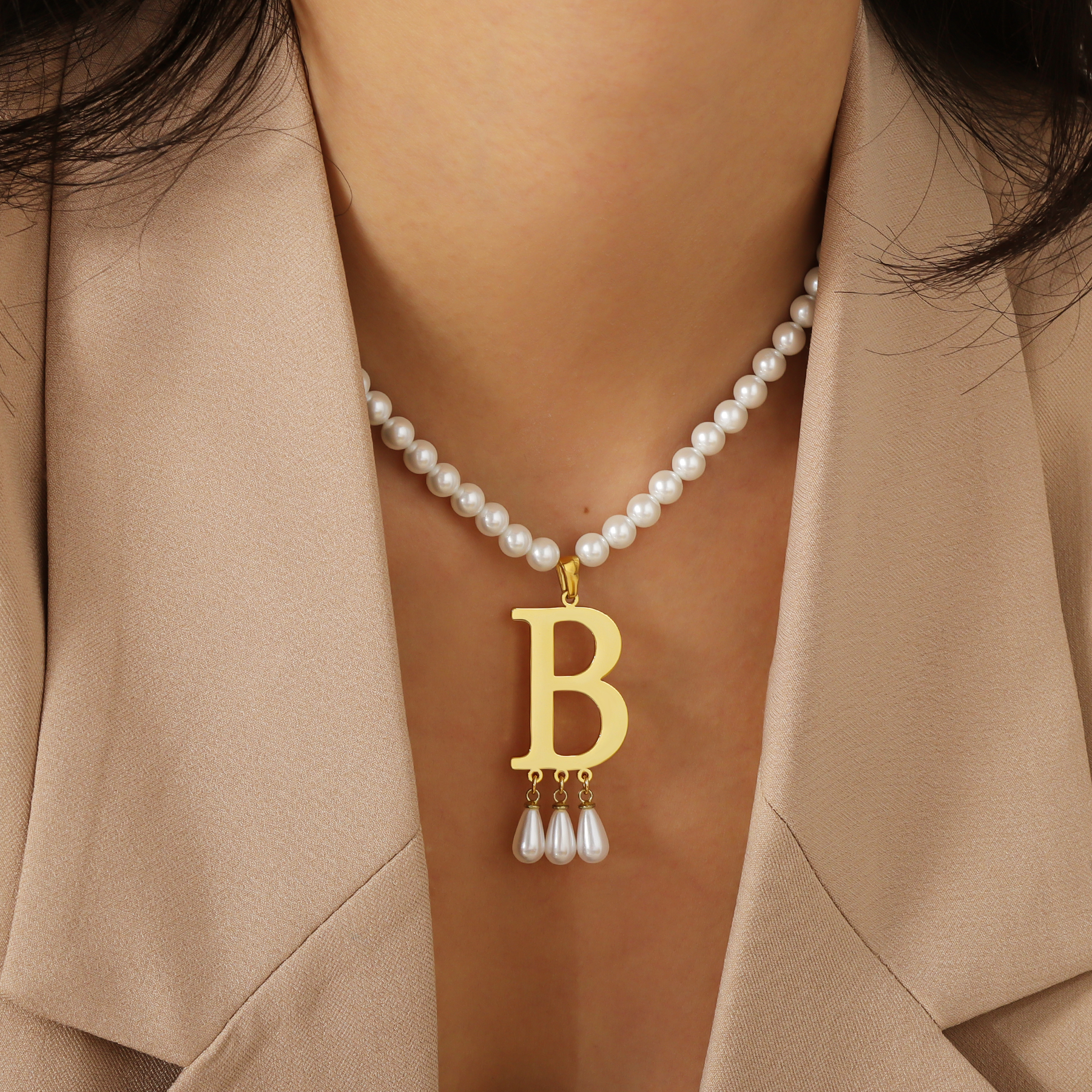 Индивидуальный кулон с инициал – обзор и цена Pearl Trim Chain
