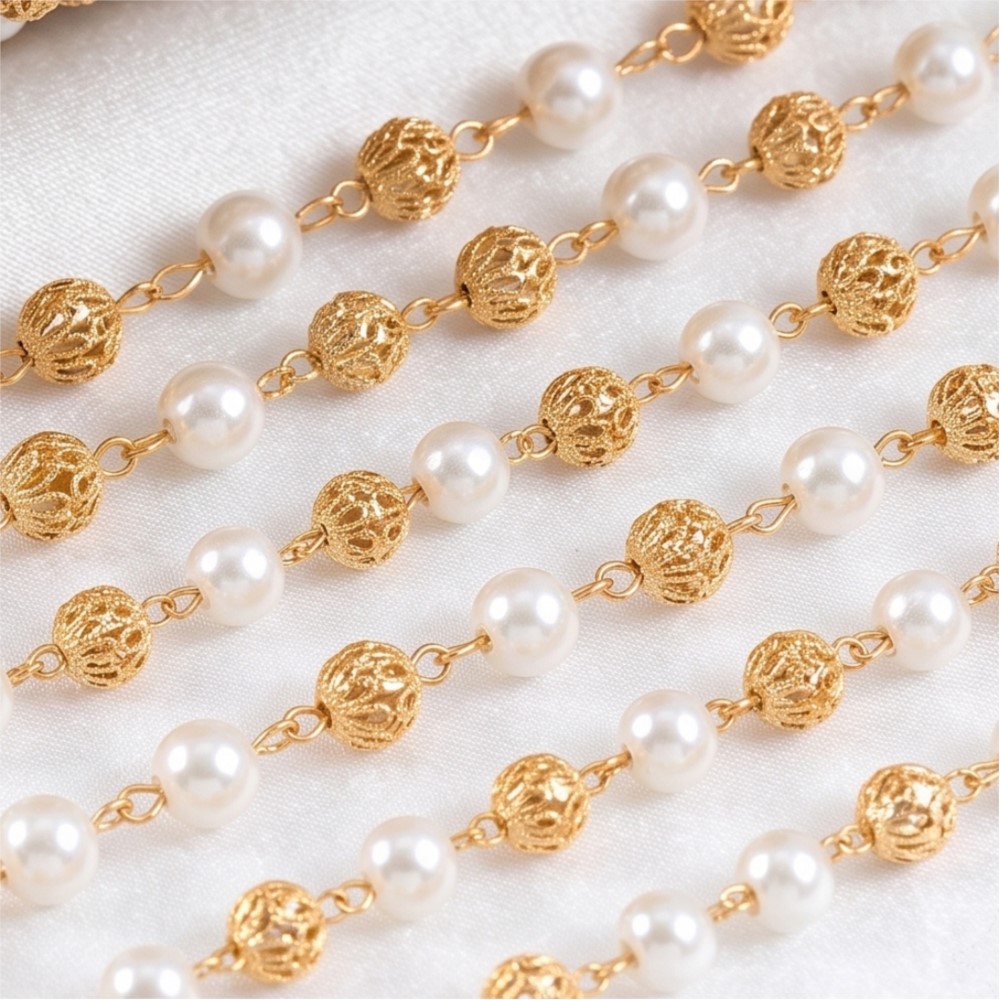 Цепочка из латуни с имитацией  – обзор и цена Pearl Trim Chain