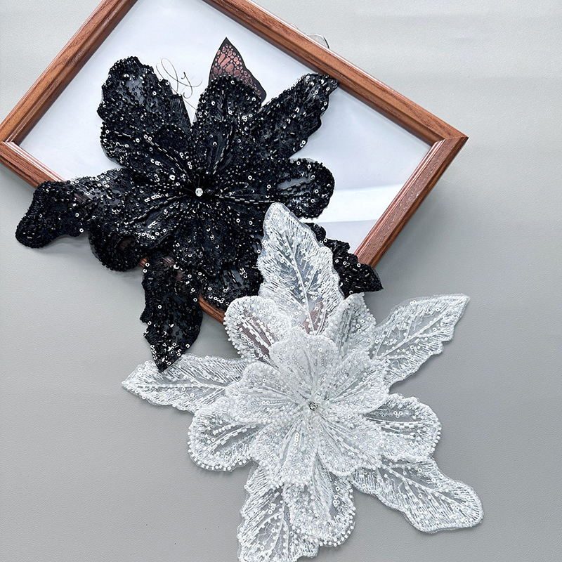 Белая кружевная аппликация с п – обзор и цена Applique Patch Flower